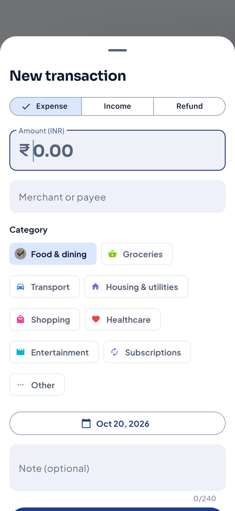 Adding a transaction